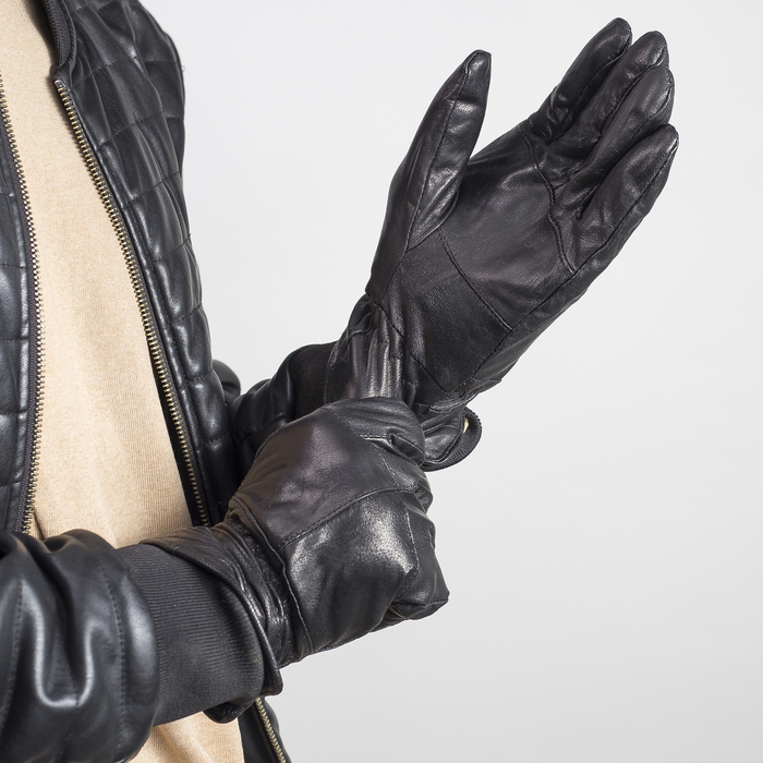 Перчатки мужские, размер 11,5, резинка, подклад флис, цвет чёрный