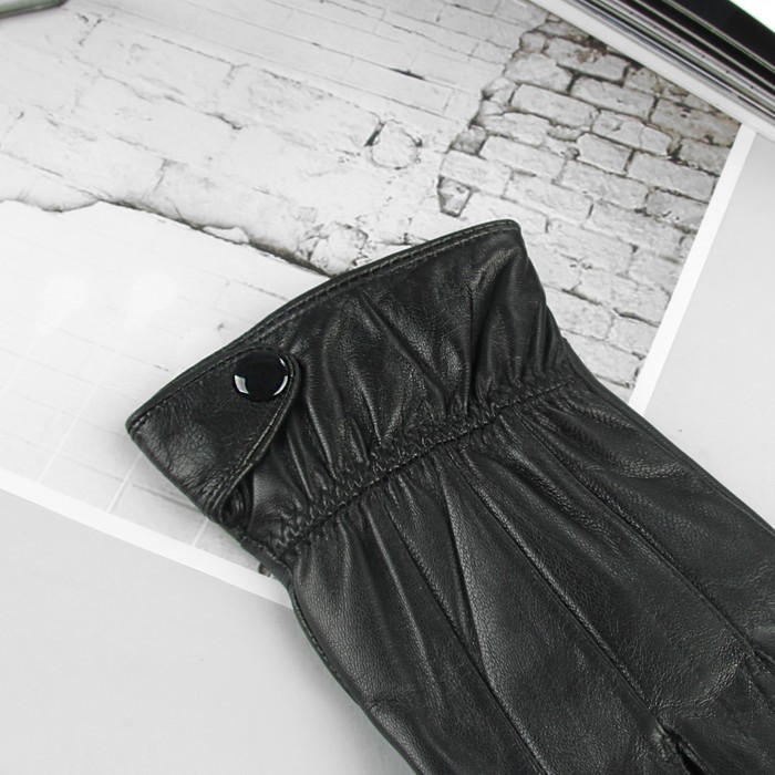 Перчатки мужские, размер 10, резинка, подклад флис, цвет чёрный