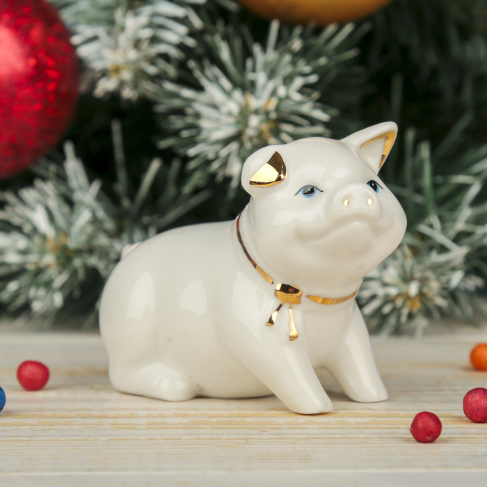 Сувенир керамика "Белый поросёнок Наф-Наф" 6,5х8,5х4 см