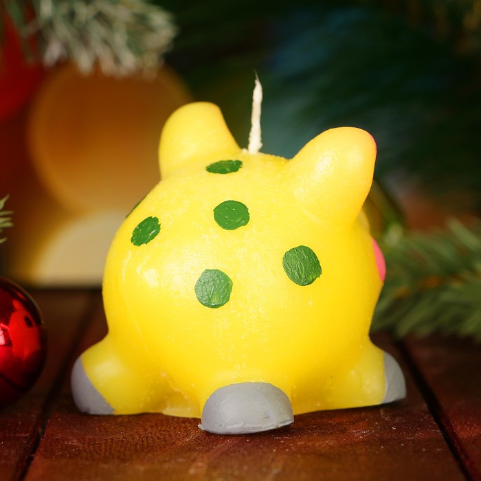 Свеча декоративная "Поросёнок" с росписью, жёлтая