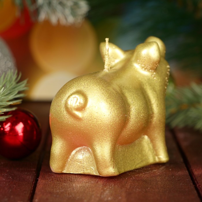 Свеча декоративная "Поросёнок Нуф-Нуф" золотая