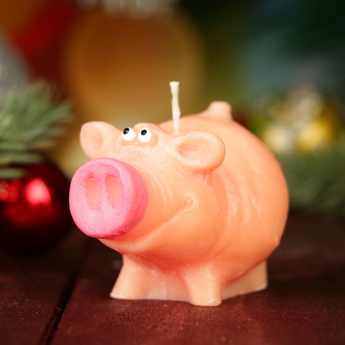 Свеча декоративная "Пятачок" с ручной росписью