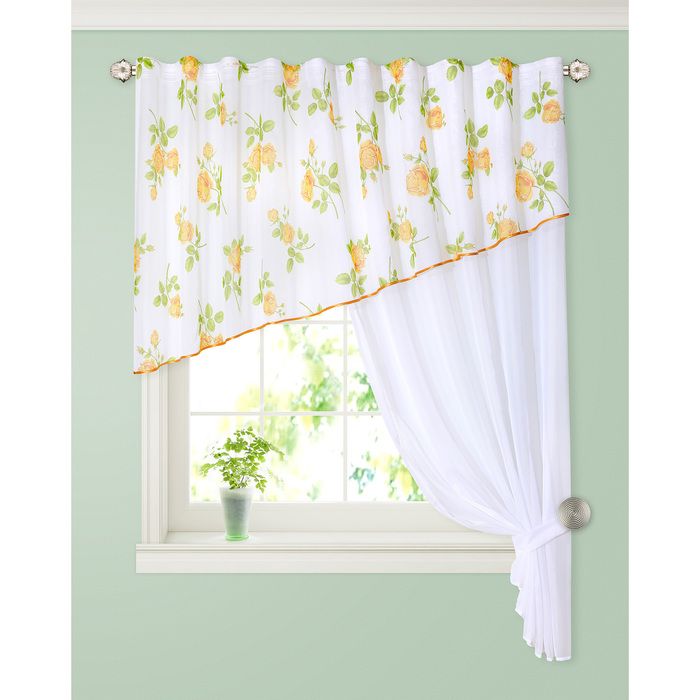 Комплект штор для кухни 145х180 см;100х250 см, вуаль, пэ 100%