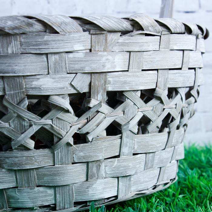 Набор корзин плетеных бамбук: 22X18XH10/34см;24X19XH10/36см;27X21XH10/38см, серые, 3 шт