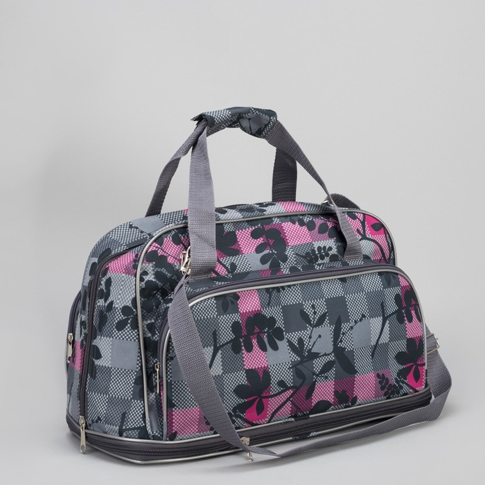 Сумка дорожная "Рябина", отдел на молнии, наружный карман, цвет серый