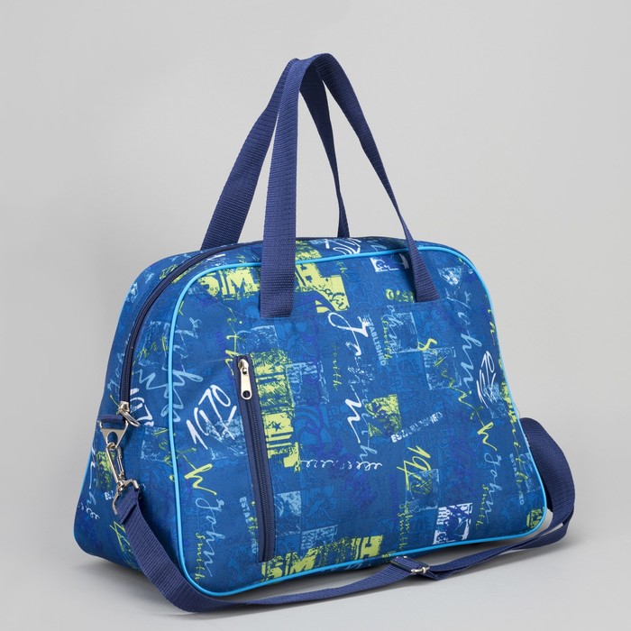Сумка дорожная "Штрихи", 1 отдел на молнии, наружный карман, цвет синий