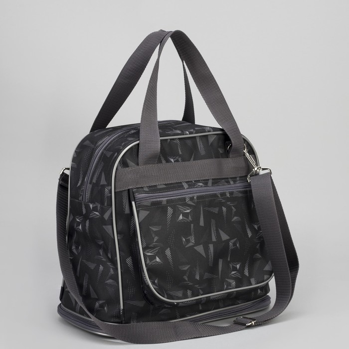 Сумка дорожная "Треугольники", трансформер, отдел на молнии, наружный карман, цвет серый