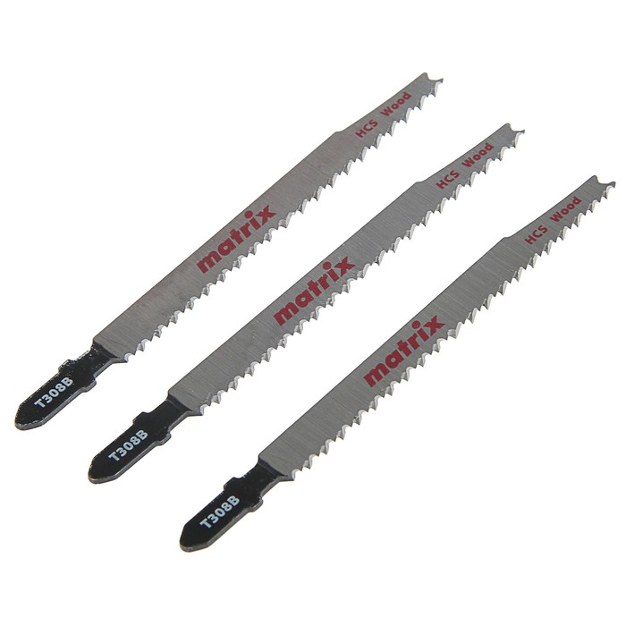 Полотна для электролобзика по дереву MATRIX, 3 шт, T308B, 90x2,2 мм, HCS