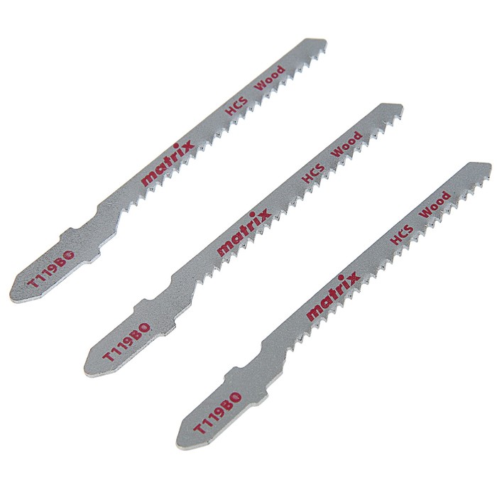 Полотна для электролобзика по дереву MATRIX, 3 шт, T119BO, 50x2 мм, HCS, фигур. рез