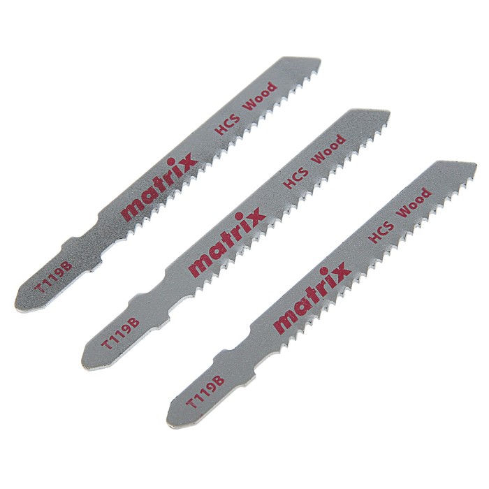 Полотна для электролобзика по дереву MATRIX, 3 шт, T119B, 50x2 мм, HCS