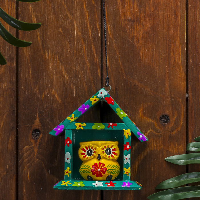 Сувенир дерево "Жёлтая сова в домике" 11х5х11 см