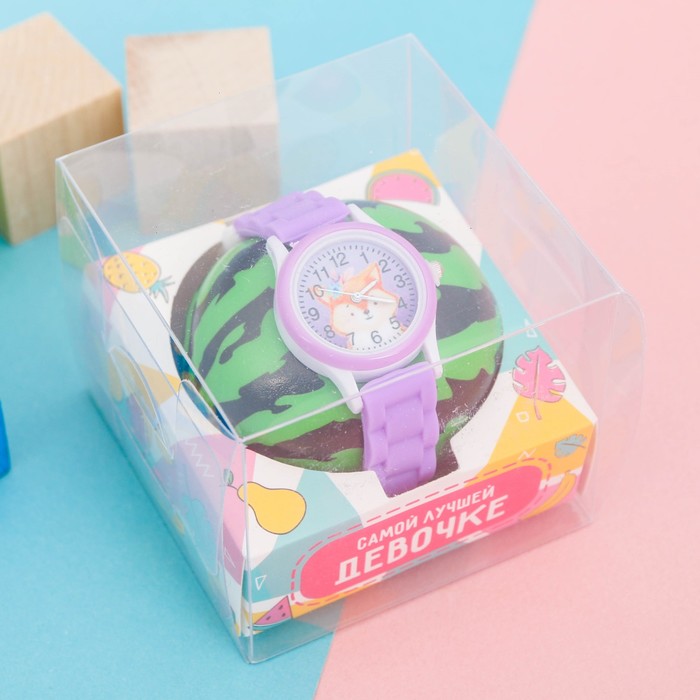 Набор "Лисичка", часы наручные детские, мячик