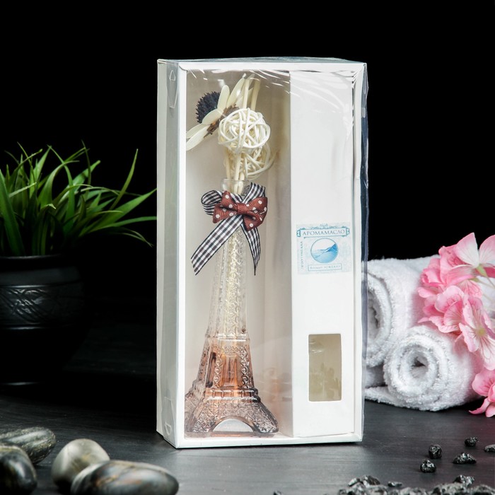 Набор подарочный "Эйфелева башня", ваза, палочки, декор, аромамасло "океан" УЦЕНКА