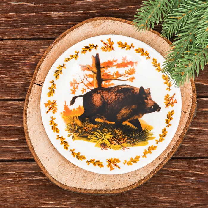 Тарелка декоративная "Кабан", 15 см