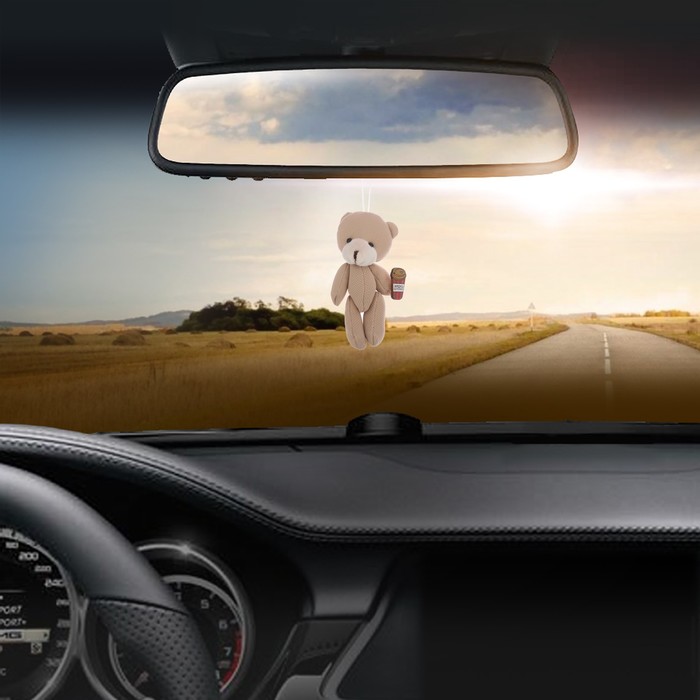 Ароматизатор в авто текстильный мишка со значком "Ваниль"