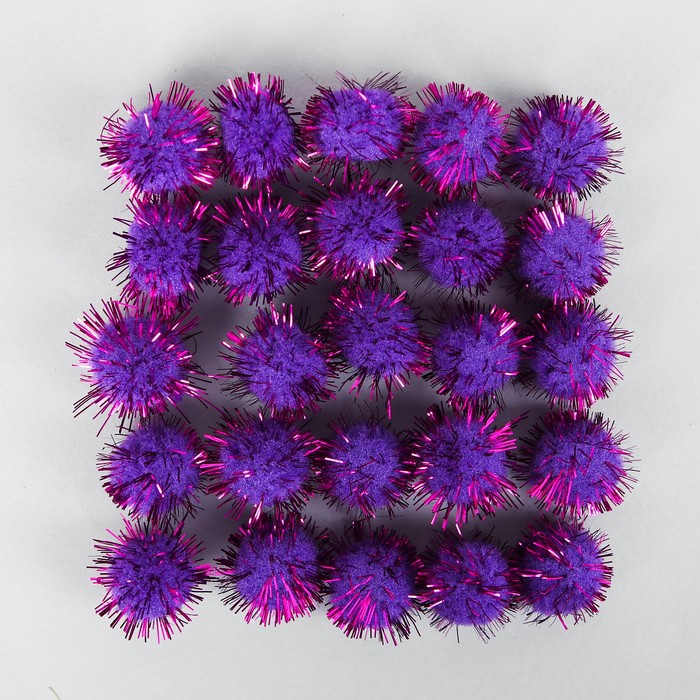 Набор текстиль деталей для декора "Бомбошки" 25 шт набор, размер 1 шт 2 см, цвет фиолетовый 353995