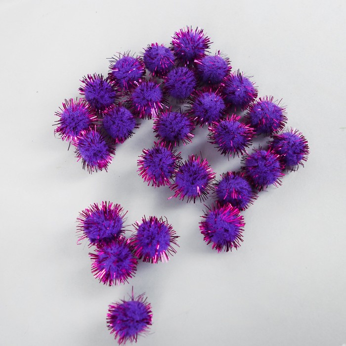 Набор текстиль деталей для декора "Бомбошки" 25 шт набор, размер 1 шт 2 см, цвет фиолетовый 353995