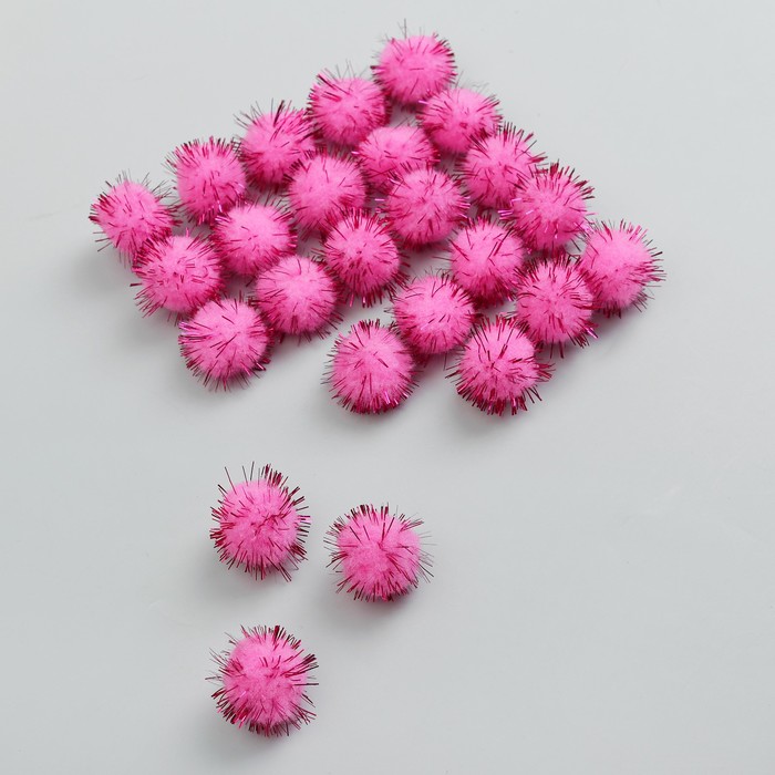 Набор текстильных деталей для декора "Бомбошки" 25 шт набор, размер 1 шт 2 см, цвет розовый 353994