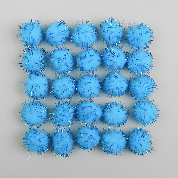 Набор текстильных деталей для декора "Бомбошки" 25 шт набор, размер 1 шт 2 см, цвет голубой 353994