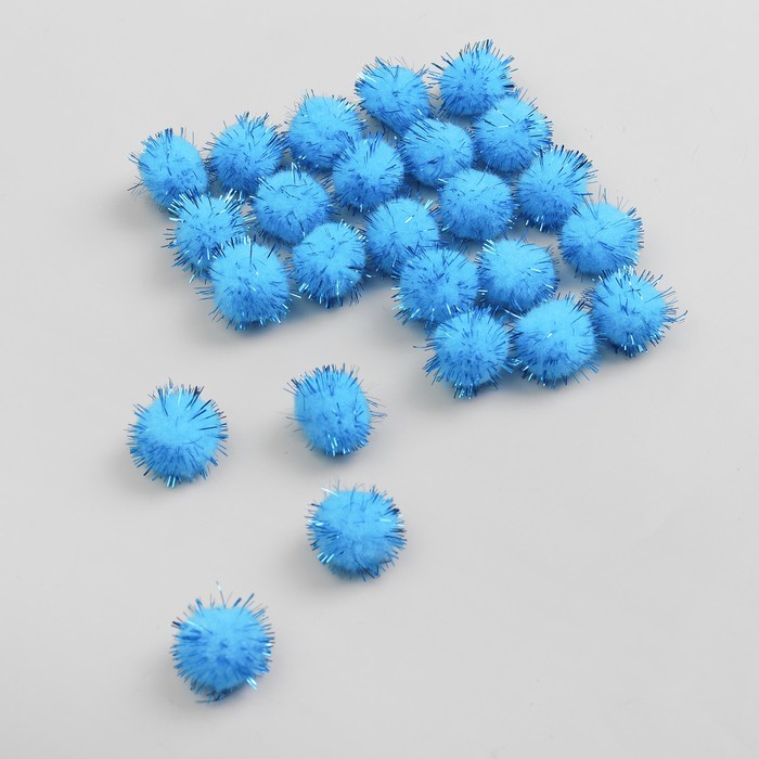 Набор текстильных деталей для декора "Бомбошки" 25 шт набор, размер 1 шт 2 см, цвет голубой 353994