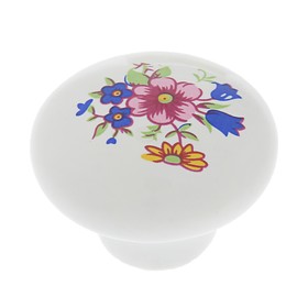Ручка кнопка FLOWER Ceramics 017, d=32, керамическая, белая Ош