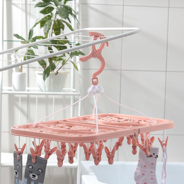 Сушилка для белья подвесная "Ажур" 24 прищепки, 48х33 см, цвет МИКС