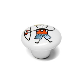 

Ручка-кнопка Ceramics KID 045, керамическая, белая с принтом