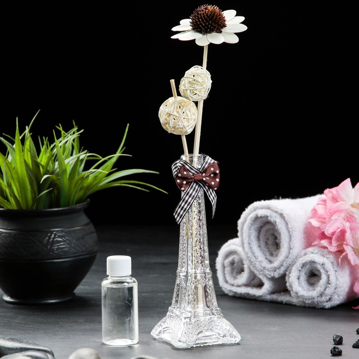 Набор подарочный"Эйфелева башня"УЦЕНКА(ваза,2 палочки с шариками,декор,аромамасло 30 мл)кофе