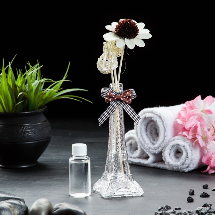 Набор подарочный"Эйфелева башня"УЦЕНКА(ваза,2 пал с шариками,декор,аромамасло 30 мл)шоколад