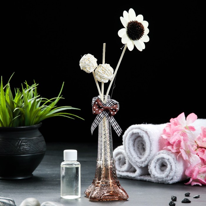 Набор подарочный "Эйфелева башня"УЦЕНКА(ваза,2 палочки с шариками,декор,армасло30 мл)лимон
