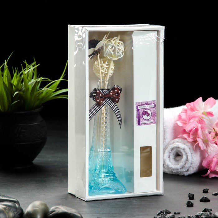 Набор подарочный"Эйфелева башня"УЦЕНКА(ваза,2 палочки с шариками,декор,аРмасло 30 мл)орхидея