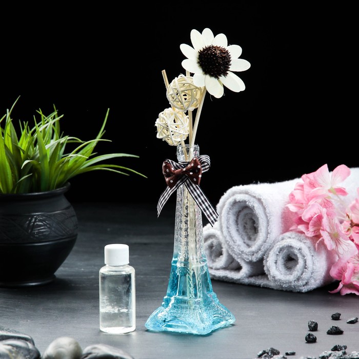 Набор подарочный"Эйфелева башня"УЦЕНКА(ваза,2 палочки с шариками,декор,аРмасло 30 мл)орхидея
