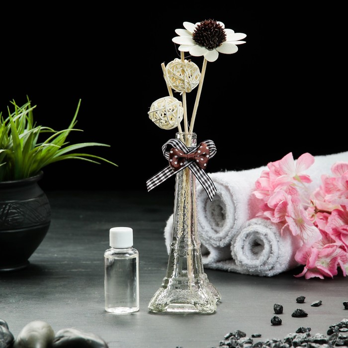 Набор подарочный"Эйфелева башня"УЦЕНКА(ваза,2 палочки с шариками,декор,армасло 30 мл)ваниль