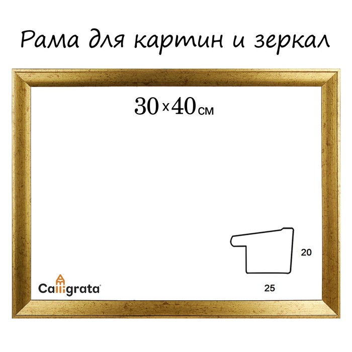Рама для зеркал и картин пласт 30*40*2см, Aida старое золото