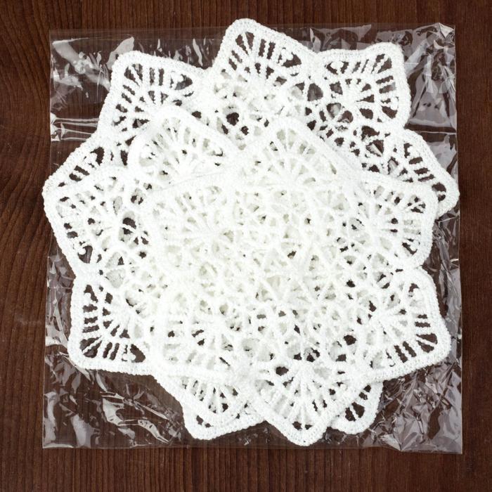 Вязаный элемент "Узор", 7х5,5см, 10 шт, цвет белый