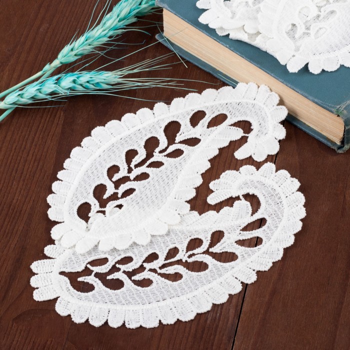 Вязаный элемент "Огурец",15х7,5см, 5 шт, цвет белый