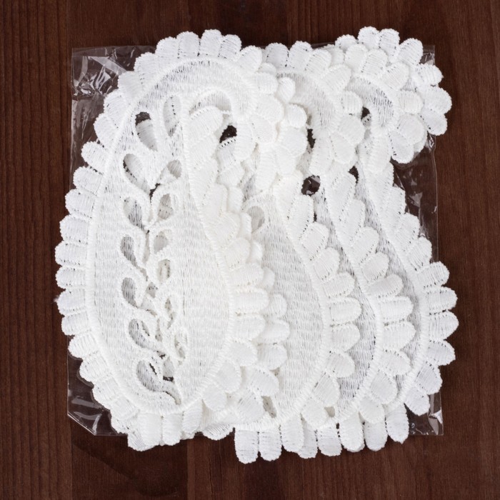 Вязаный элемент "Огурец",15х7,5см, 5 шт, цвет белый