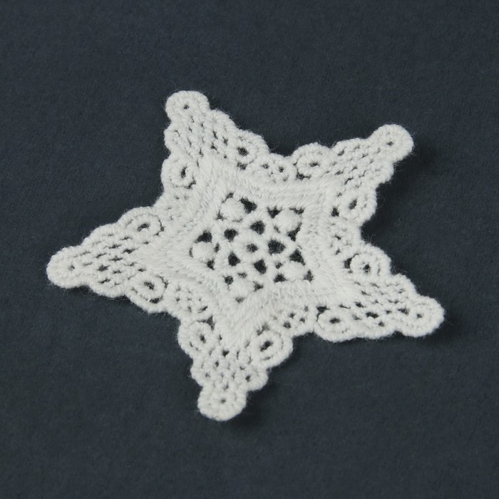 Вязаный элемент "Снежинка", d=6,5см, 10 шт, цвет белый