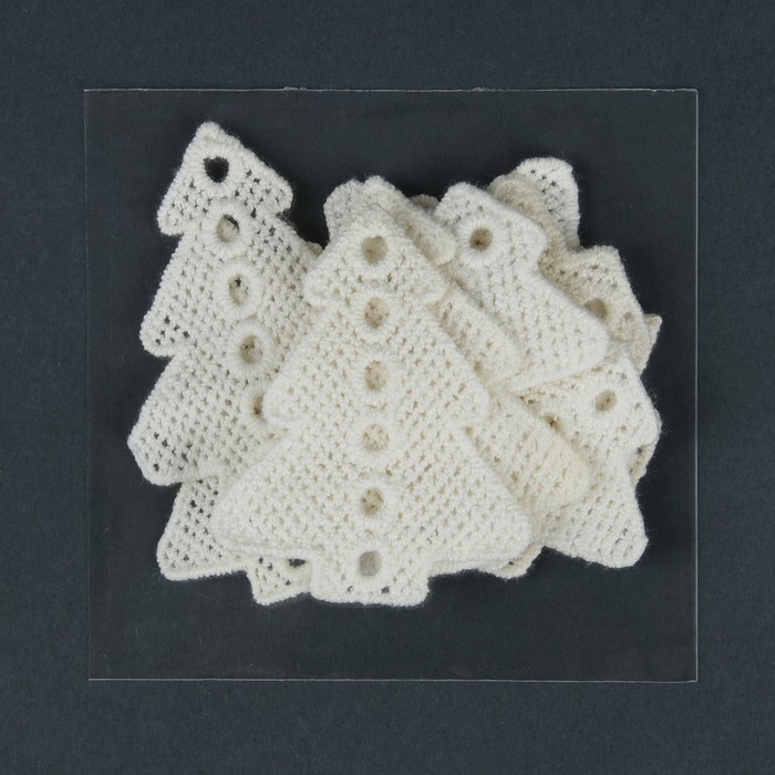 Вязаный элемент "Ёлка", 7х5,5см, 10 шт, цвет белый