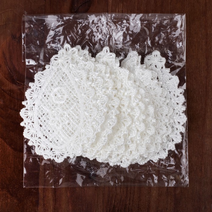 Вязаный элемент "Узор", 7х4,5см, 10 шт, цвет белый