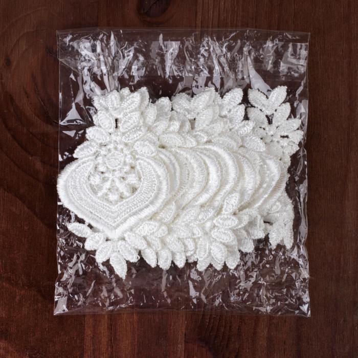 Вязаный элемент "Узор", 7х4,5см, 10 шт, цвет белый