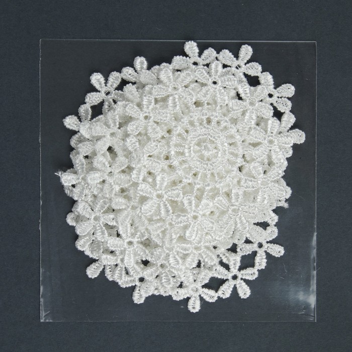 Вязаный элемент "Узор", d= 6.5см, 10 шт, цвет белый