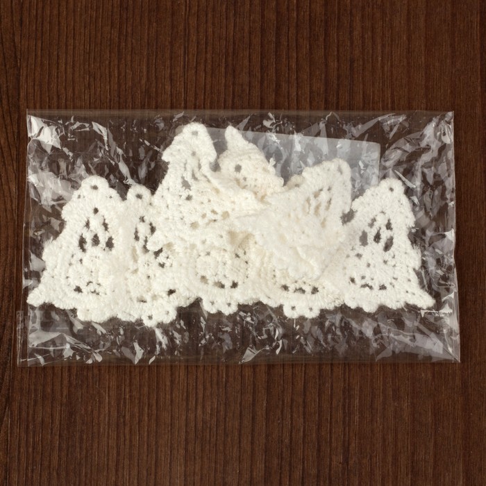 Вязаный элемент "Ёлка", 3,5х3см, 10 шт, цвет белый