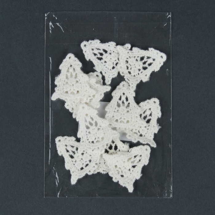 Вязаный элемент "Ёлка", 3,5х3см, 10 шт, цвет белый