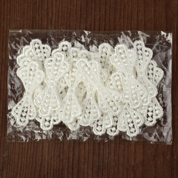 Вязаный элемент "Бантик", 4х1,5см, 10 шт, цвет белый