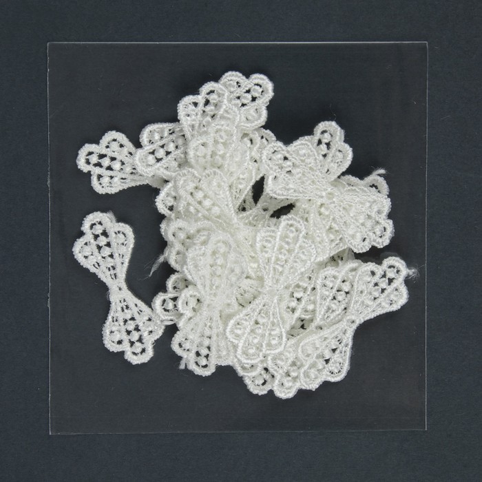 Вязаный элемент "Бантик", 4х1,5см, 10 шт, цвет белый