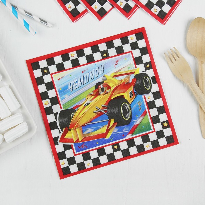 Салфетки "Тачки. Чемпион", 33 х 33, набор 12 шт.