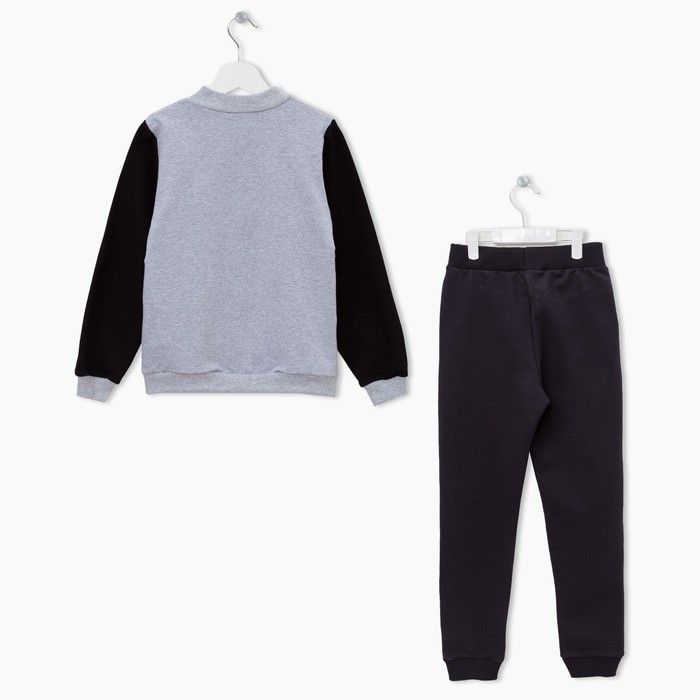 Спортивный костюм для мальчика, рост 140 см, цвет чёрный/серый