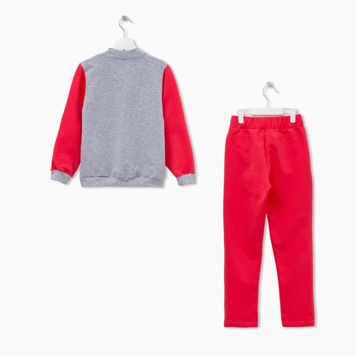 Спортивный костюм для девочки, рост 122 см, цвет розовый/серый