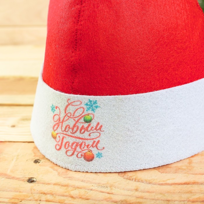 Шапка Деда Мороза банная "Жаркой баньки!"